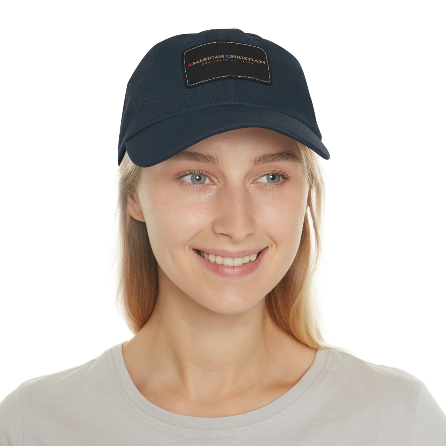 American Christian - Dad Hat with Leather Patch (Rectangle)